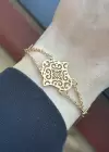 Altın Renk Fatma Ana Eli Figürlü Çelik Bileklik