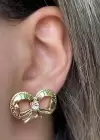 Altın Renk Fiyonk Figürlü Çelik Küpe (Çift)