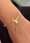 Altın Renk Geyik Figürlü Çelik Bileklik