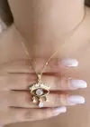 Altın Renk Göz Figürlü Çelik Kolye