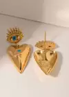 Altın Renk Göz Figürlü Çelik Küpe (Çift)