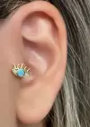 Altın Renk Göz Figürlü Çelik Tragus/Kıkırdak Küpe/Piercing (Tek)