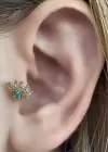 Altın Renk Göz Figürlü Çelik Tragus/Kıkırdak Küpe/Piercing (Tek)