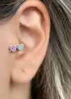 Altın Renk Gözlük Figürlü Çelik Tragus/Kıkırdak Küpe/Piercing (Tek)