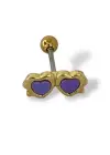 Altın Renk Gözlük Figürlü Çelik Tragus/Kıkırdak Küpe/Piercing (Tek)