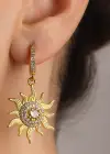 Altın Renk Güneş Figürlü Çelik Küpe (Çift)
