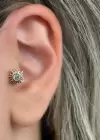 Altın Renk Güneş Figürlü Çelik Tragus/Kıkırdak Küpe/Piercing (Tek)