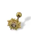 Altın Renk Güneş Figürlü Çelik Tragus/Kıkırdak Küpe/Piercing (Tek)