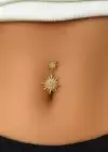 Altın Renk Güneş Figürlü Cerrahi Çelik Göbek Piercing