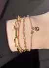 Altın Renk Güneş Figürlü Zincir Detaylı Bileklik