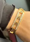 Altın Renk Hayat Ağacı Figürlü Çelik Kelepçe Bileklik