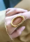 Altın Renk İçi Boş Oval Ayarlanabilir Çelik Yüzük