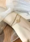 Altın Renk İkili Zincir Detaylı Çelik Bileklik