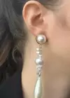 Altın Renk İnci Detaylı Abiye Küpe (Çift)