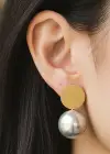 Altın Renk İnci Detaylı Çelik Küpe (Çift)