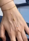 Altın Renk İnci Detaylı Çelik Şahmeran