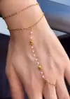Altın Renk İnci Detaylı Çelik Şahmeran