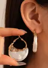 Altın Renk İnci Detaylı Küpe (Çift)