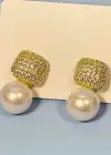 Altın Renk İnci Detaylı Küpe (Çift)