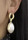 Altın Renk İnci Detaylı Küpe (Çift)