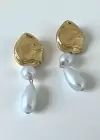Altın Renk İnci Detaylı Küpe (Çift)