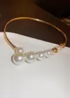 Altın Renk İnci Detaylı Metal Choker Kolye
