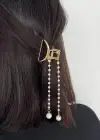 Altın Renk İnci Detaylı Mini Metal Mandal Toka