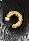Altın Renk İnci Ve Taş Detaylı Ear Cuff (Tek)