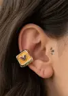 Altın Renk Kalp Figürlü 14K Altın Kaplama TX Ear Cuff (Tek)