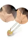 Altın Renk Kalp Figürlü Best Friend Mıknatıslı Çelik Kolye