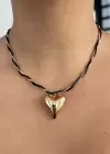 Altın Renk Kalp Figürlü Çelik Kolye