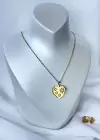 Altın Renk Kalp Figürlü Çelik Kolye Ve Küpe Set