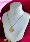 Altın Renk Kalp Figürlü Çelik Kolye Ve Küpe Set