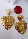 Altın Renk Kalp Figürlü Çelik Küpe (Çift)