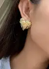Altın Renk Kalp Figürlü Çelik Küpe (Çift)