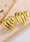 Altın Renk Kalp Figürlü Çelik Küpe (Çift)