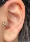 Altın Renk Kalp Figürlü Çelik Tragus/Kıkırdak Küpe/Piercing (Tek)