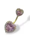 Altın Renk Kalp Figürlü Cerrahi Çelik Göbek Piercing