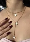 Altın Renk Kalp Figürlü Çoklu Kolye