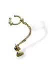 Altın Renk Kalp Figürlü İkili Ear Cuff Küpe Set
