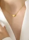 Altın Renk Kalp Figürlü Kolye