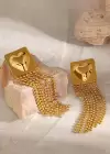 Altın Renk Kalp Figürlü Sallantılı Çelik Küpe (Çift)