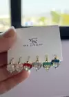 Altın Renk Kalp Figürlü Taş Detaylı 6lı YSX Küpe Set