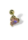 Altın Renk Kalp Figürlü Taş Detaylı Cerrahi Çelik Tragus/Kıkırdak Küpe/Piercing (Tek)