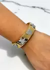 Altın Renk Kalp Ve Yıldız Figürlü Kelepçe Bileklik