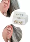 Altın Renk Karışık Figürlü 14lü Küpe Set