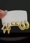 Altın Renk Karışık Figürlü 6lı Küpe Set