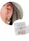 Altın Renk Karışık Figürlü 7li Küpe Set