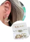 Altın Renk Karışık Figürlü 7li Küpe Set
