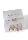 Altın Renk Karışık Figürlü 7li Küpe Set